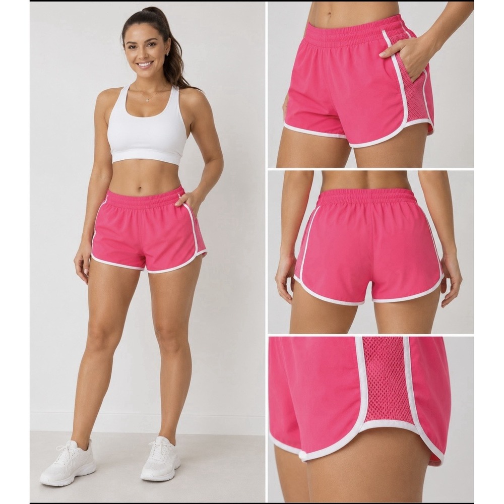 Reebok Womens Pink Running Shorts Mesh Side Panels Activewear XL